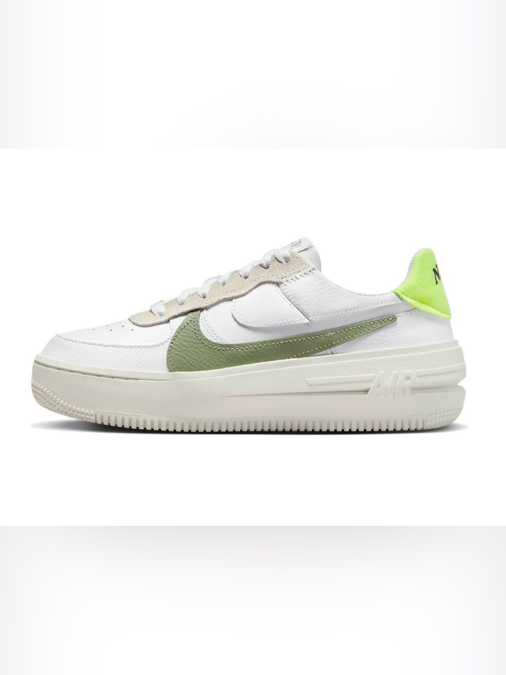 White and Sage Green Women's Nike Airforce 1 Sneaker